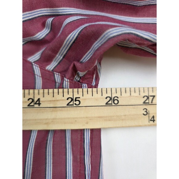 Chaps Men's Easy Care Size Large Maroon Long Sleeve‎ Striped Button Up Shirt - Picture 5 of 8